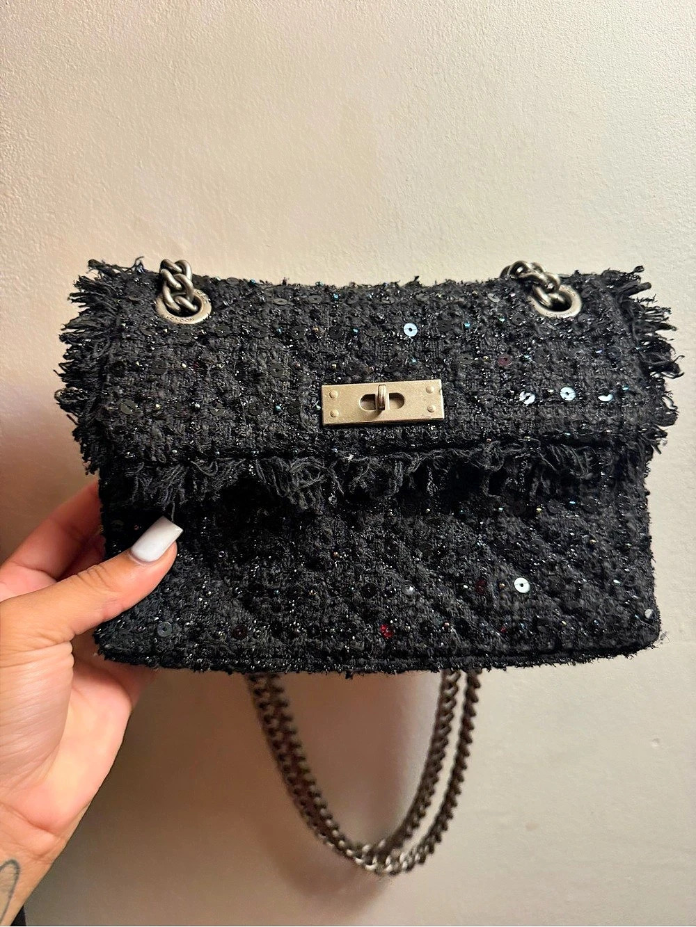 The Kurt Geiger Black Chain Shoulder Bag